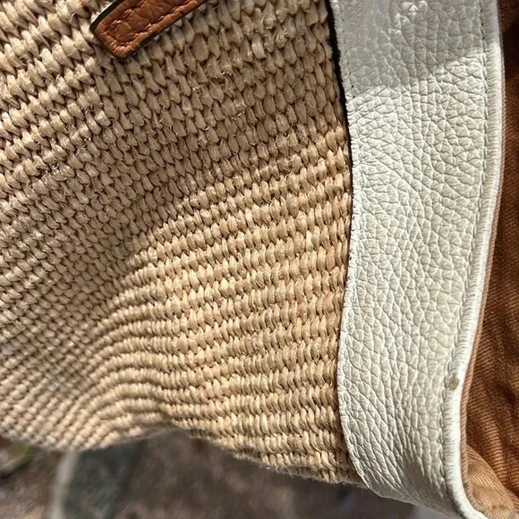 Claudia Firenze Pebbled Leather Tote Bag Made Italy Straw - Picture 6 of 8